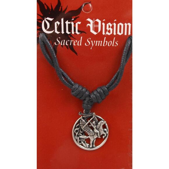 Vintage Celtic Vision Sacred Symbols Pegasus Necklace Pendant 24 Adjustable Cord - Picture 5 of 5